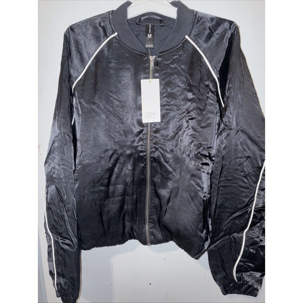 All In Motion Women Size Large Piped Track Jacket Full Zip Hip Length Relaxed